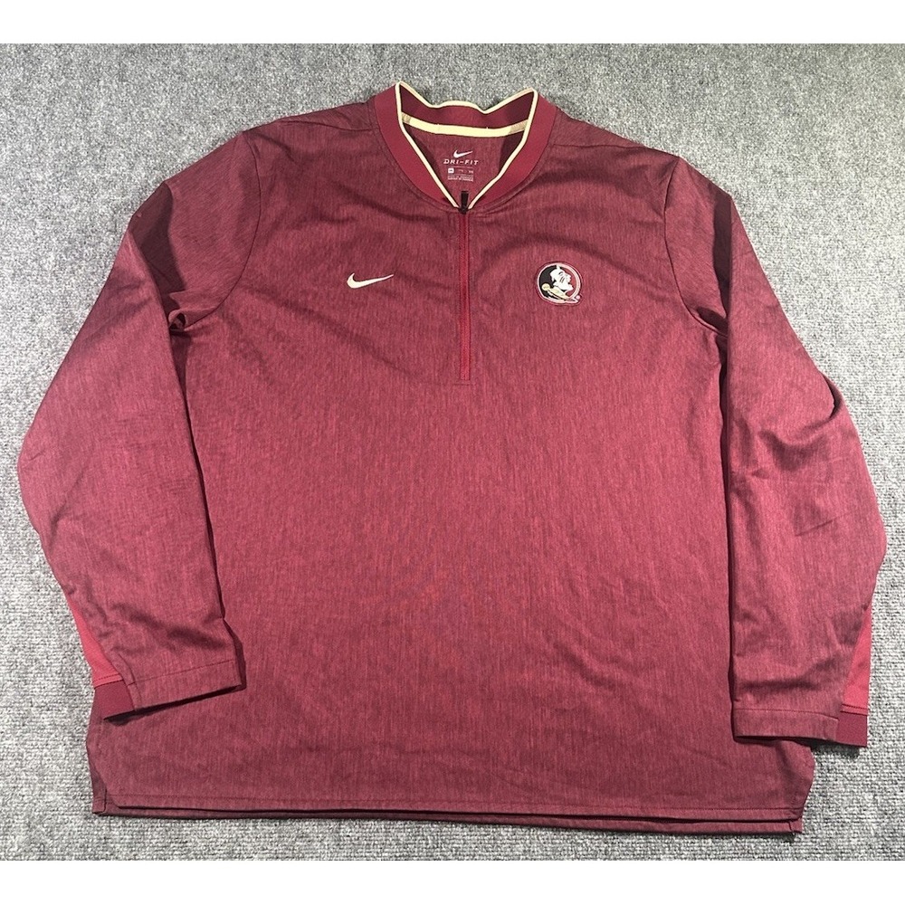 Nike FSU Florida State Seminoles XXL 1/4 Zip Blade Collar Performance L/S Shirt